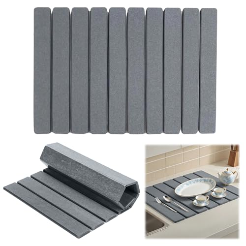 Abtropfmatte Geschirr, Wasserabsorbierende Kieselgur Matte Küche 60x40cm, Abtropfmatte aus Kieselgur, Hitzebeständiges Abtropfmatte Spüle, Spülmatte Schnelltrocknende für Küche (40*30cm) von ALKNOT
