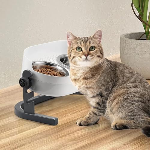 ALL FOR PAWS Hundenapf erhöht mit Ständer, Hundebar höhenverstellbar Futternapf für kleine Hunde und Katzen, 3-in-1 erhöhtes Doppelessen, 3 einstellbare Höhen (44 * 26 * 19CM) von ALL FOR PAWS