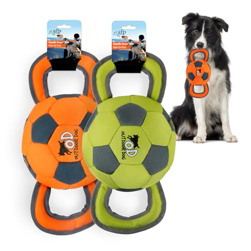 ALL FOR PAWS Handle Ball - Haltbares Hundespielzeug mit Quietscher, Hartes Hundespielzeug für aggressiv beißende Hunde, interaktives Spielzeug, Farbauswahl von ALL FOR PAWS