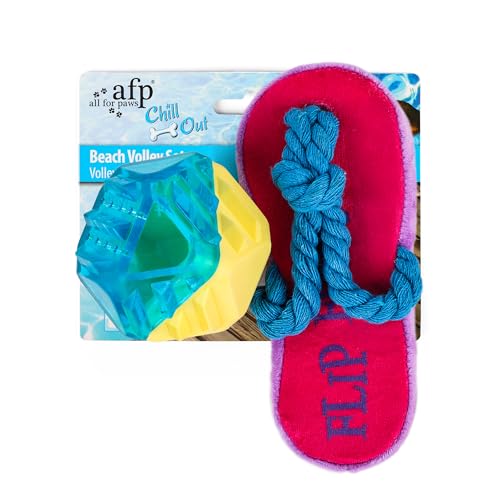 ALL FOR PAWS Cooling Outdoor Dog Toy,Summer Dog Toy, Cooling Toy, Dog Outdoor Play Plush Toy, freezable Teething Shark for Summer, Dog chew Toy (Beach Volley Set) von ALL FOR PAWS