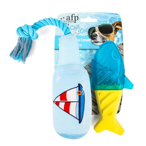 ALL FOR PAWS Cooling Outdoor Dog Toy,Summer Dog Toy, Cooling Toy, Dog Outdoor Play Plush Toy, freezable Teething Shark for Summer, Dog chew Toy (Message In a Bottle) von ALL FOR PAWS