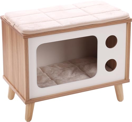 Flamingo Kratzmöbel für Katzen, Fino TV, Weiß & Braun & Natur – 50 x 29 x 41 cm – Kissen abnehmbar mit Klettverschluss und abnehmbarem Kissen – waschbar Flamingo Kratzmöbel für Katzen, Fino TV, Weiß & Braun & Natur – 50 x 29 x 41 cm – Kissen abnehmbar mit Klettverschluss und abnehmbarem Kissen – waschbar von ALL FOR WAN'S LIFE