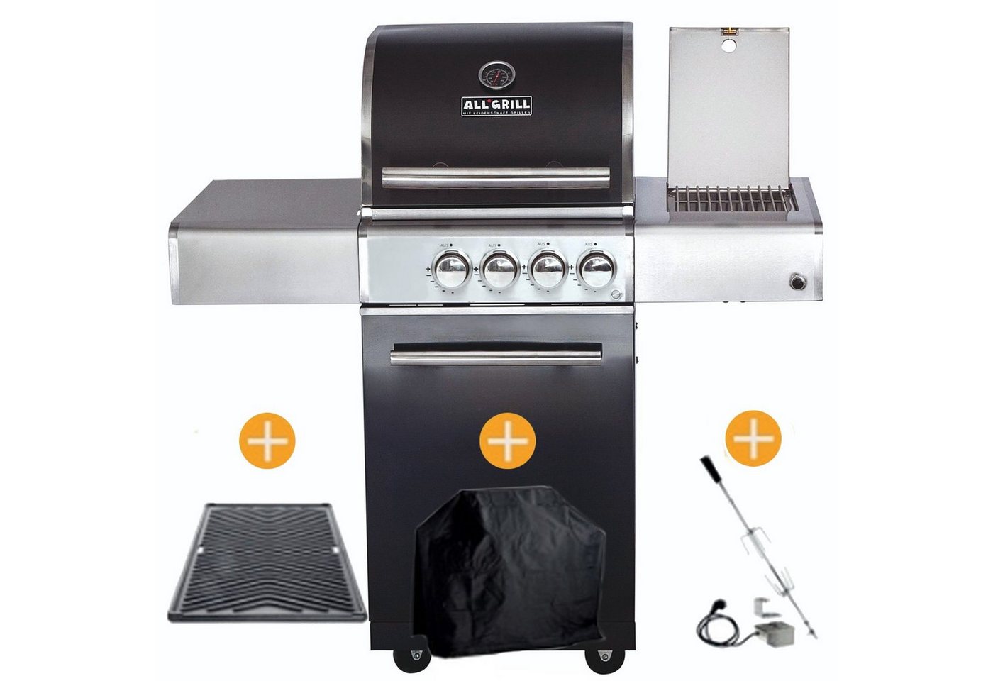 ALL'GRILL Gasgrill CHEF Paket S1 Backburner Seitenkocher GRATIS Zubehör von ALL'GRILL