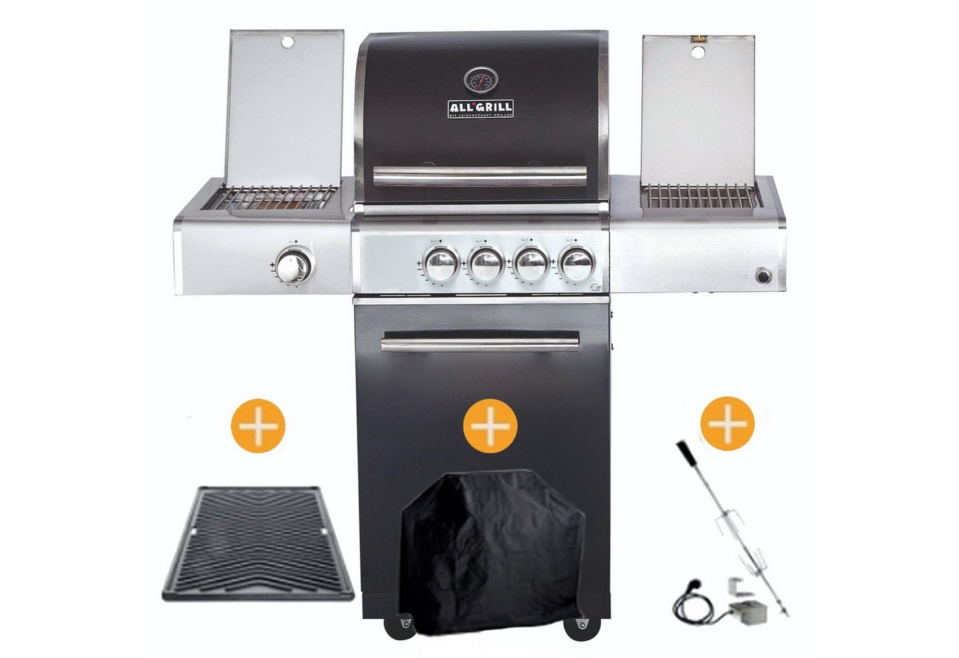 ALL'GRILL Gasgrill CHEF Paket S2 Backburner Seitenkocher Steakzone GRATIS Zubehör von ALL'GRILL