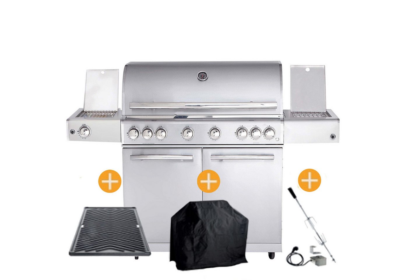 ALL'GRILL Gasgrill CHEF Paket XL2 Backburner Seitenk. Steakzone GRATIS Zubehör von ALL'GRILL