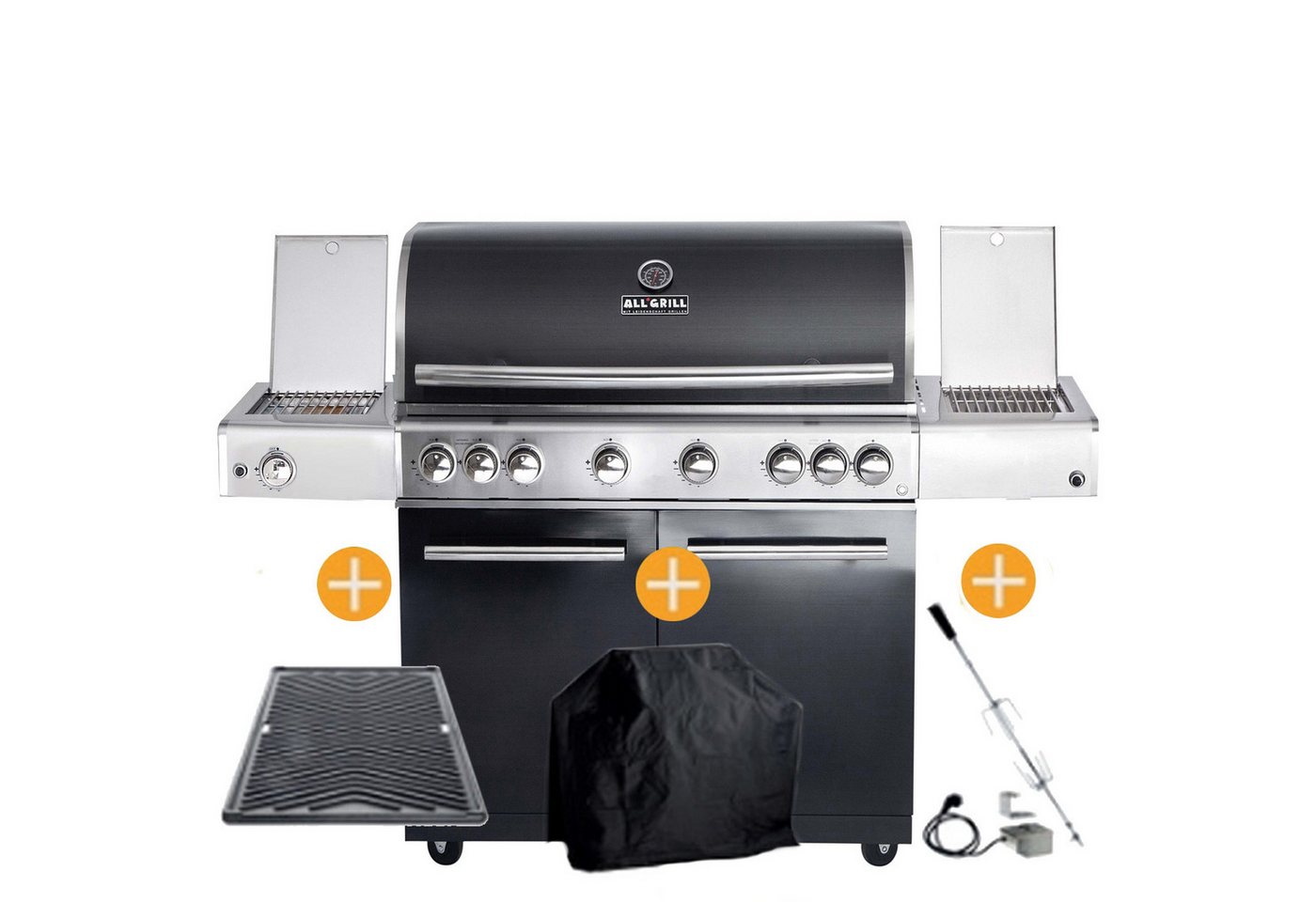 ALL'GRILL Gasgrill CHEF Paket XL3 Backburner Seitenk. Steakzone AIR System GRATIS Zubehör von ALL'GRILL