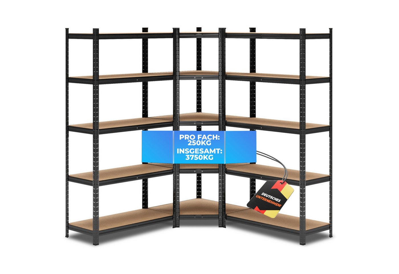 ALL Schwerlastregal Eckregal, 1x 180x70x40cm + 2x 180x90x40cm, 3er-Set, 3750kg Traglast ideal für Lager & Keller ALL Schwerlastregal Eckregal, 1x 180x70x40cm + 2x 180x90x40cm, 3er-Set, 3750kg Traglast ideal für Lager & Keller von ALL