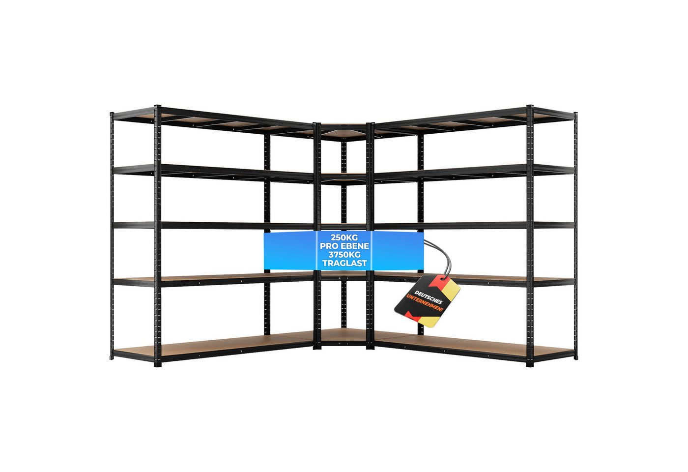 ALL Schwerlastregal Eckregal, 1x 180x90x60cm + 2x 180x150x60cm, 3er Set, 3750kg Traglast ideal für Lager & Keller ALL Schwerlastregal Eckregal, 1x 180x90x60cm + 2x 180x150x60cm, 3er Set, 3750kg Traglast ideal für Lager & Keller von ALL