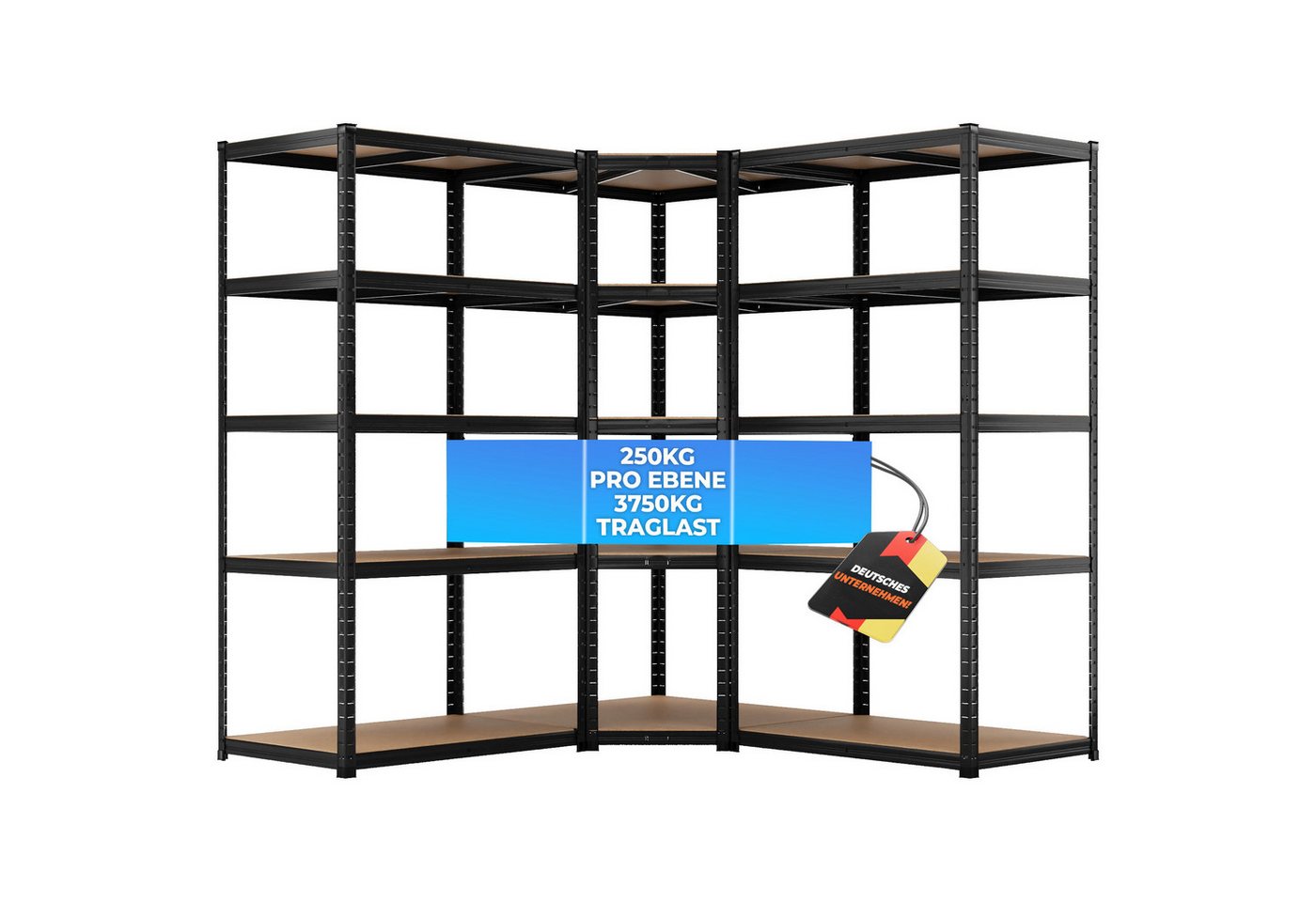 ALL Schwerlastregal Eckregal, 1x 180x90x60cm + 2x 180x90x60cm, 3er Set, 3750kg Traglast ideal für Lager & Keller ALL Schwerlastregal Eckregal, 1x 180x90x60cm + 2x 180x90x60cm, 3er Set, 3750kg Traglast ideal für Lager & Keller von ALL