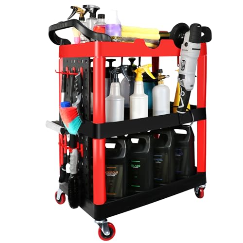 ALL4DETAIL Auto Detailing Cart with Wheels, 3 Tier Car Detailing Cart with Hanging Boards & Hooks, Car Wash Organizer for Garage Workshop DIY Home ALL4DETAIL Auto Detailing Cart with Wheels, 3 Tier Car Detailing Cart with Hanging Boards & Hooks, Car Wash Organizer for Garage Workshop DIY Home von ALL4DETAIL