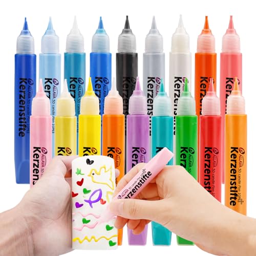 ALLAVA 18 Stück Kerzenstifte, Kerzen Bemalen Set 10ml Wachsstifte für Kerzen, Taufkerze Selber Machen Set, Candle Pen Kerzenfarbe Kerzenpen, Ideal zum Kerzen Dekorieren & Gestalten (Kristallkleber) ALLAVA 18 Stück Kerzenstifte, Kerzen Bemalen Set 10ml Wachsstifte für Kerzen, Taufkerze Selber Machen Set, Candle Pen Kerzenfarbe Kerzenpen, Ideal zum Kerzen Dekorieren & Gestalten (Kristallkleber) von ALLAVA