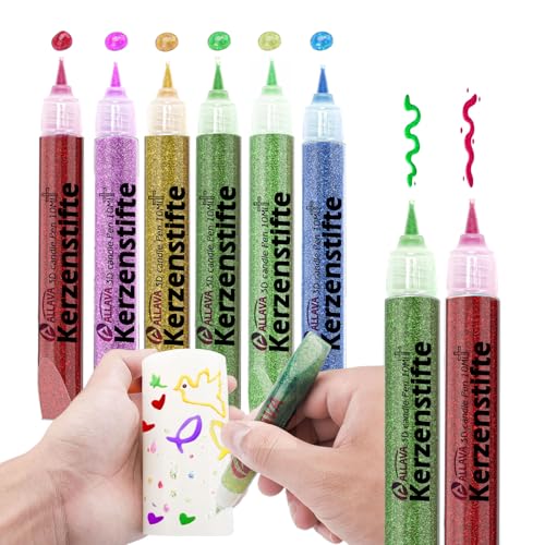 ALLAVA 6 Stück Kerzenstifte, Kerzen Bemalen Set 10ml Wachsstifte für Kerzen, Taufkerze Selber Machen, Candle Pen Kerzenfarbe Kerzenpen, Ideal zum Kerzen Dekorieren & Gestalten (Glitzernder Goldstaub) ALLAVA 6 Stück Kerzenstifte, Kerzen Bemalen Set 10ml Wachsstifte für Kerzen, Taufkerze Selber Machen, Candle Pen Kerzenfarbe Kerzenpen, Ideal zum Kerzen Dekorieren & Gestalten (Glitzernder Goldstaub) von ALLAVA