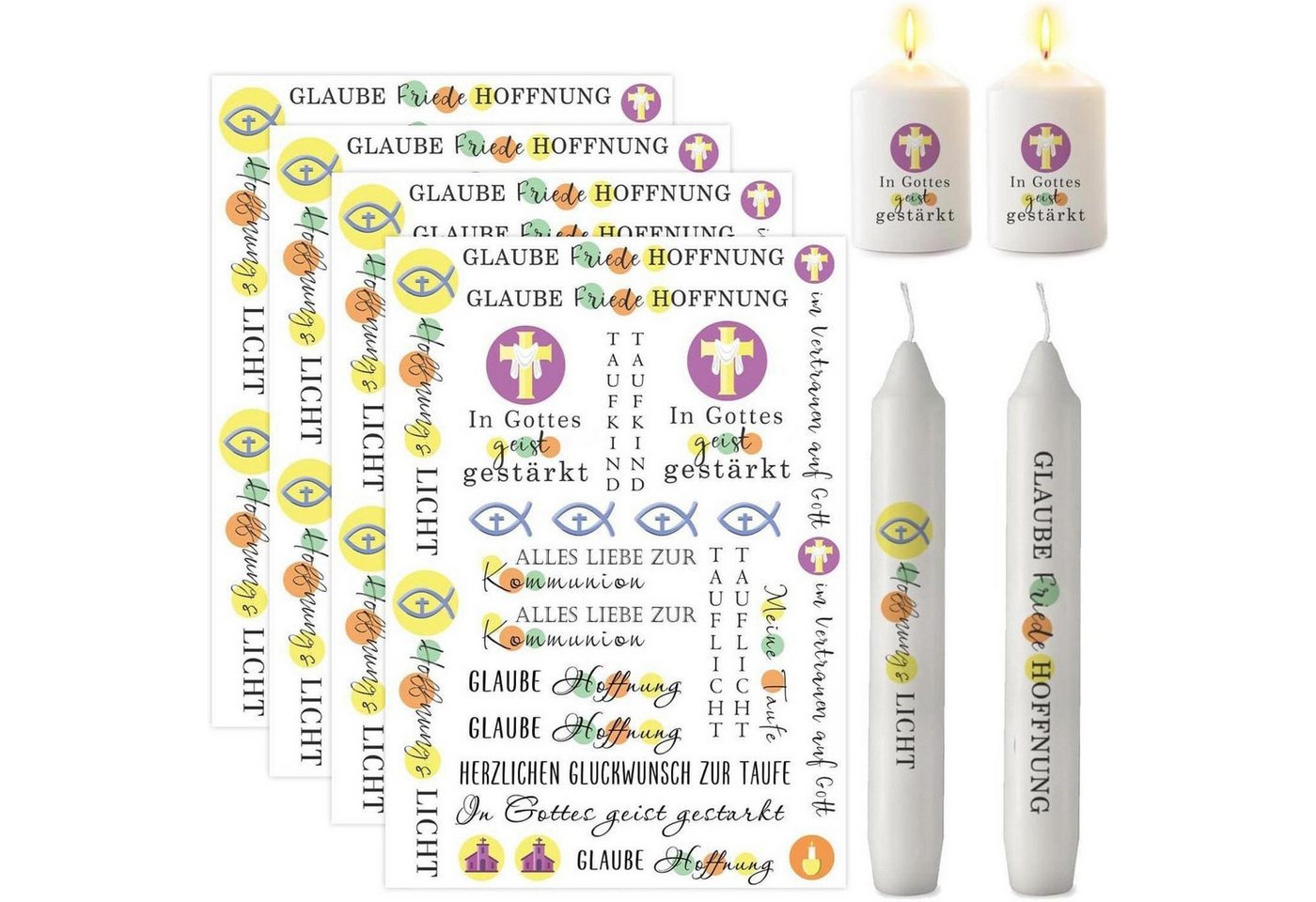 ALLAVA Formkerze 4er Set Kerzentattoos Kommunion A5 für Konfirmation & Taufe ALLAVA Formkerze 4er Set Kerzentattoos Kommunion A5 für Konfirmation & Taufe von ALLAVA