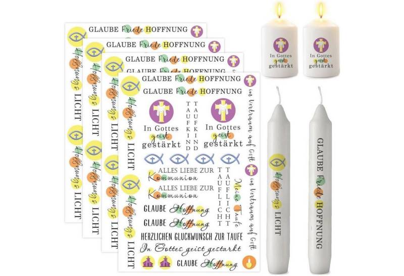 ALLAVA Formkerze 4er Set Kerzentattoos Kommunion A5 für Konfirmation & Taufe ALLAVA Formkerze 4er Set Kerzentattoos Kommunion A5 für Konfirmation & Taufe von ALLAVA