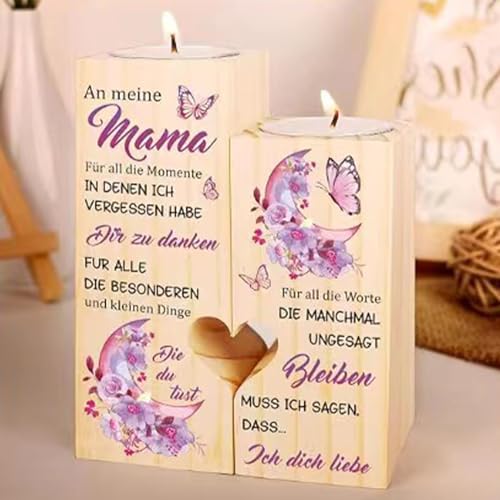 ALLAVA Geschenke für Mama,Geburtstagsgeschenke für Mama Besondere Geschenke Mama Blumen Schmetterling Herzförmiger Kerzenständer Geschenke Und Erntedank-Geschenk Geschenke für Mama Von Tochter & Sohn von ALLAVA