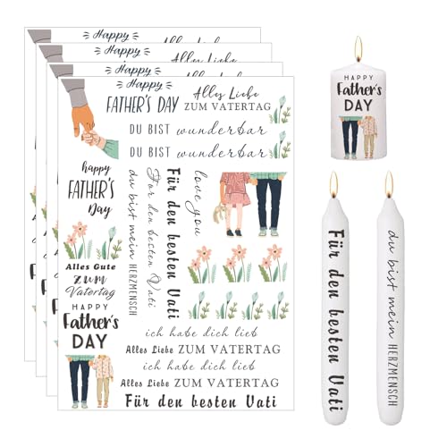 ALLAVA Kerzen Tattoo Vatertag, Kerzentattoos Vatertag, Wasserschiebefolie Kerzen, Kerzen Folie Vatertagkerzentattoos, Aufkleber Vatertag, Tattoo Folie, DIY Sprüche (4 PC), MYLA-LZWS-1058 von ALLAVA