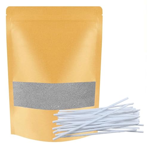 ALLAVA Kerzensand mit Docht, Kerzensand 400g mit 20 Docht 10cm, Perlenkerzen mit 20 Kerzendocht ohne Basis, Kerzen Sand, Pearled Candle, Wachsgranulat für Wachskerze Selber Machen (Grau) von ALLAVA