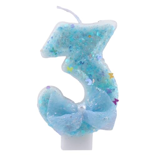 ALLVA Kerzen Geburtstag 3, Geburtstagskerzen Zahlen Mädchen, Glitzernde Kerze 3, Geburtstagskerzen für Kinder, Erwachsene,Geburtstagsfeier, Jubiläum, Meilenstein (7,5cm, Blau) von ALLAVA