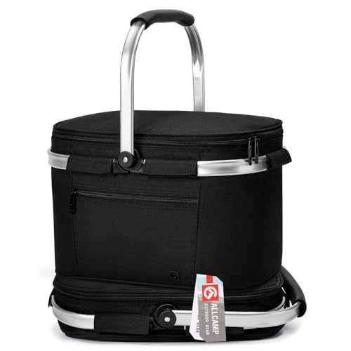 ALLCAMP Faltbar Isoliert Kühltasche - Einkaufskorb Thermo Mit Deckel, Abnehmbarer Picknickkorb 2 Personen, Aluminiumrahmen Kühlkorb, Verdicken Thermokorb von ALLCAMP OUTDOOR GEAR