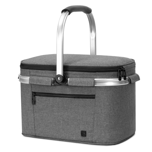 ALLCAMP Faltbar Isoliert Kühltasche - Einkaufskorb Thermo Mit Deckel, Abnehmbarer Picknickkorb 2 Personen, Aluminiumrahmen Kühlkorb, Verdicken Thermokorb von ALLCAMP OUTDOOR GEAR