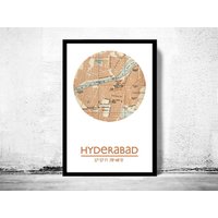 Hyderabad City Map Kunstdruck Indien Reise Poster von ALLCITYPOSTERS