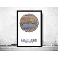 Lake Tahoe Stadt Karte Kunstdruck Reise-Poster von ALLCITYPOSTERS