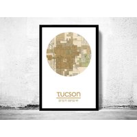 Tucson Arizona Stadt Karte Kunstdruck, Reiseplakat von ALLCITYPOSTERS