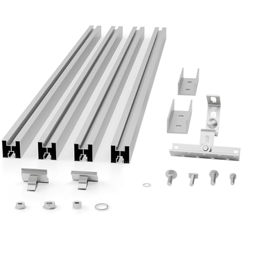 ALLDREI® Balkonkraftwerk Halterung Ziegeldach für 30-35mm dicke Module, 118CM, TÜV geprüft mit Dachhaken, Solarmodul Halterung Ziegeldach für 2 Module, Silber von ALLDREI