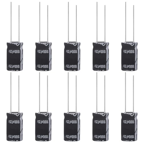 ALLECIN 10 Stück Kondensatoren 1000uF 25V Elkos Kondensator 1000µF 25Volt Aluminium Elektrolytkondensator 10x17MM Electrolytic Capacitors 1000 uF MFD 105°C ALLECIN 10 Stück Kondensatoren 1000uF 25V Elkos Kondensator 1000µF 25Volt Aluminium Elektrolytkondensator 10x17MM Electrolytic Capacitors 1000 uF MFD 105°C von ALLECIN