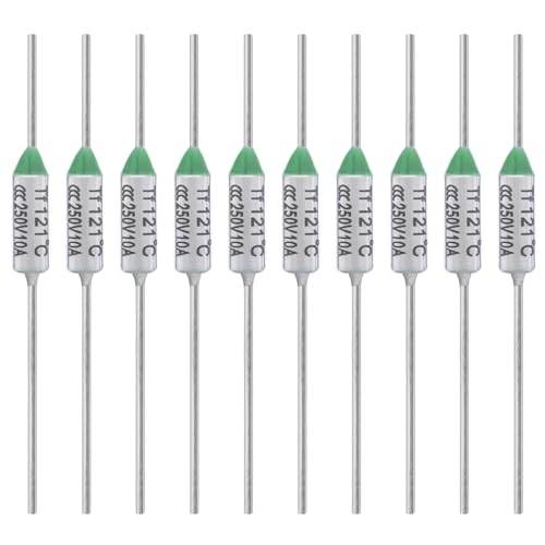ALLECIN 10 Stück Thermosicherung Tf 121 Grad Celsius 10A 250V AEC121E Temperatursicherung 121℃ Thermo Sicherungen Thermosicherungen von ALLECIN