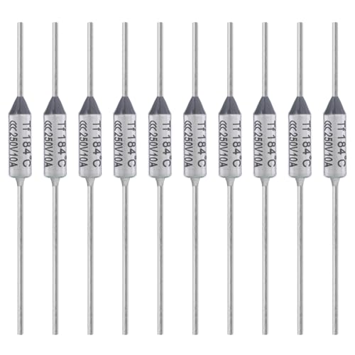 ALLECIN 10 Stück Thermosicherung Tf 184 Grad Celsius 10A 250V AEC184E Temperatursicherung 184℃ Thermo Sicherungen Thermosicherungen von ALLECIN