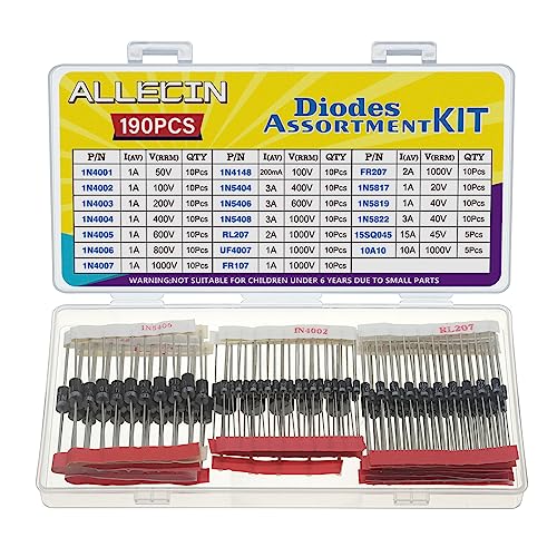 ALLECIN 20 Werte Dioden Set 1N4001 1N4002 1N4003 1N4004 1N4005 1N4006 1N4007 1N4148 1N5404 1N5406 1N5408 RL207 UF4007 FR107 FR207 1N5817 1N5819 1N5822 15SQ045 10A10 Gleichrichter Schottky Diode Kit ALLECIN 20 Werte Dioden Set 1N4001 1N4002 1N4003 1N4004 1N4005 1N4006 1N4007 1N4148 1N5404 1N5406 1N5408 RL207 UF4007 FR107 FR207 1N5817 1N5819 1N5822 15SQ045 10A10 Gleichrichter Schottky Diode Kit von ALLECIN