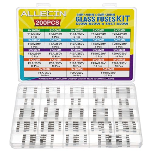 ALLECIN 21 Values Glassicherung Set 250V 5x20MM 6x30MM Sicherung Flink F 1A 2A 5A 10A 15A 20A Feinsicherungen Träge T 1 5 10 15 20 Ampere Feinsicherung Sortiment Glassicherungen Glas Sicherungen Kit ALLECIN 21 Values Glassicherung Set 250V 5x20MM 6x30MM Sicherung Flink F 1A 2A 5A 10A 15A 20A Feinsicherungen Träge T 1 5 10 15 20 Ampere Feinsicherung Sortiment Glassicherungen Glas Sicherungen Kit von ALLECIN
