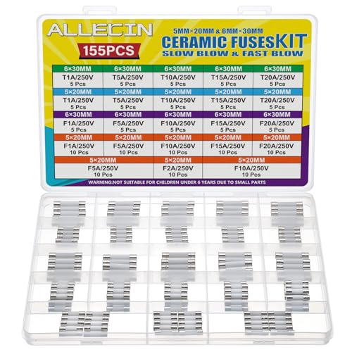 ALLECIN 21 Values Keramik Sicherungen Sortiment 5x20MM 6x30MM 250V Keramiksicherungen Flink F 1A 2A 5A 10A 15A 20A Keramiksicherung Träge T 1 5 10 15 20 Ampere 250Volt Feinsicherung Ceramic Fuse Kit ALLECIN 21 Values Keramik Sicherungen Sortiment 5x20MM 6x30MM 250V Keramiksicherungen Flink F 1A 2A 5A 10A 15A 20A Keramiksicherung Träge T 1 5 10 15 20 Ampere 250Volt Feinsicherung Ceramic Fuse Kit von ALLECIN