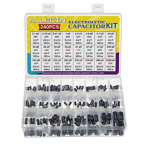 ALLECIN 24 Wert Elko Kondensator Set Elkos Kondensatoren Sortiment Kit Aluminium Elektrolytkondensator von 0,1uF bis 1000uF 10V 16V 25V 50V Electrolytic Capacitors ALLECIN 24 Wert Elko Kondensator Set Elkos Kondensatoren Sortiment Kit Aluminium Elektrolytkondensator von 0,1uF bis 1000uF 10V 16V 25V 50V Electrolytic Capacitors von ALLECIN