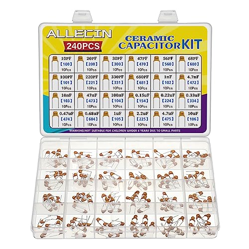 ALLECIN 24 Wert Keramik Kondensator Sortiment Kit Monolithische Kondensatoren Set von 10pF bis 10uF Monolithischer Keramikkondensator Monolithic Ceramic Capacitor von ALLECIN