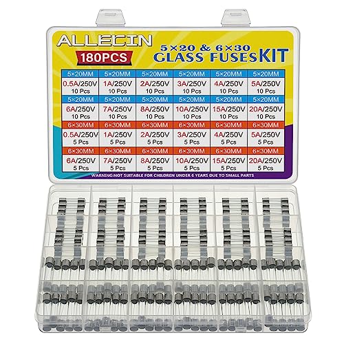 ALLECIN 24 Werte Glassicherungen Kit 5x20MM 6x30MM 250V 0,5A 1A 2A 3A 4A 5A 6A 7A 8A 10A 15A 20A Schnellschlag Glassicherung 0,5 1 2 3 4 5 6 7 8 10 15 20 Ampere Flink Sicherungen Feinsicherung Set ALLECIN 24 Werte Glassicherungen Kit 5x20MM 6x30MM 250V 0,5A 1A 2A 3A 4A 5A 6A 7A 8A 10A 15A 20A Schnellschlag Glassicherung 0,5 1 2 3 4 5 6 7 8 10 15 20 Ampere Flink Sicherungen Feinsicherung Set von ALLECIN