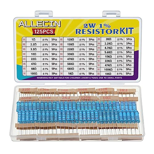 ALLECIN 2W Widerstand Set 1% Toleranz 25 Werte von 1 Ohm bis 1M Ohm 2 Watt Metallfilm Widerstände Sortiment 2 W Resistor Kit Metall Film Wiederstände Wiederstand von ALLECIN