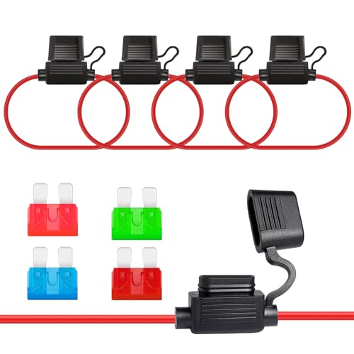 ALLECIN 4 Stück KFZ Sicherungshalter 10AWG Draht Flachsicherungshalter Inline 32V Sicherung Halter Wasserdicht Flachsicherung Fuse Holder mit 10A 15A 30A 40A Standard Flachsicherungen für Auto LKW ALLECIN 4 Stück KFZ Sicherungshalter 10AWG Draht Flachsicherungshalter Inline 32V Sicherung Halter Wasserdicht Flachsicherung Fuse Holder mit 10A 15A 30A 40A Standard Flachsicherungen für Auto LKW von ALLECIN