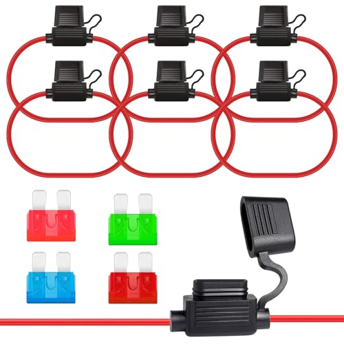 ALLECIN 6 Stück 12AWG KFZ Sicherungshalter 32V Flachsicherungshalter Inline Sicherung Halter Flachsicherung Wasserdicht Fuse Holder mit 10A 15A 30A 40A Standard Flachsicherungen für Auto LKW ALLECIN 6 Stück 12AWG KFZ Sicherungshalter 32V Flachsicherungshalter Inline Sicherung Halter Flachsicherung Wasserdicht Fuse Holder mit 10A 15A 30A 40A Standard Flachsicherungen für Auto LKW von ALLECIN