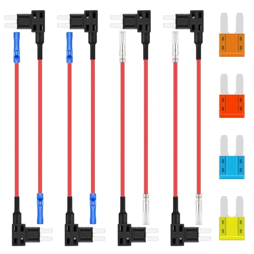 ALLECIN 8 Stück Micro2 Stromdieb KFZ Sicherung Adapter Sicherungen 12V Flachsicherungsadapter Piggyback Sicherungsadapter Add A Circuit Stecksicherung Verteiler mit Mikro2 Autosicherung 5A 10A 15A 20A von ALLECIN