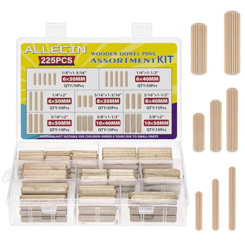 ALLECIN 8 Werte Holzdübel 8MM 6MM 10MM Holz Dübel Set Riffeldübel Holzdübelstifte M6 M8 M10 für Möbel Holzbearbeitung Basteln Heimwerken ALLECIN 8 Werte Holzdübel 8MM 6MM 10MM Holz Dübel Set Riffeldübel Holzdübelstifte M6 M8 M10 für Möbel Holzbearbeitung Basteln Heimwerken von ALLECIN