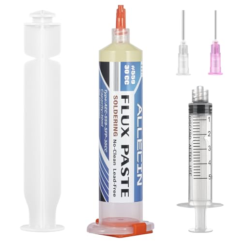 ALLECIN Flussmittel Löten No Clean Lötflussmittel 30mL Bleifrei Soldering Flux Paste 30CC Keine Reinigung Lötflussmittelpaste AEC-559-SFP-30CC mit Schubstangenspritze für SMD PCB BGA (1 Stück) von ALLECIN