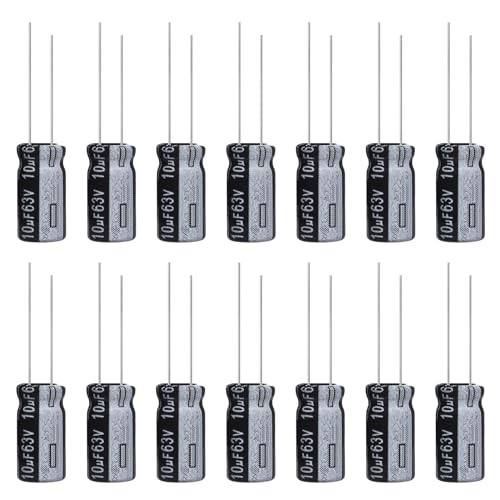 ALLECIN Kondensatoren 10μF 63V Elkos Kondensator 10uF 63Volt Aluminium Elektrolytkondensator 5x11MM Electrolytic Capacitors 10 uF MFD 105°C (Packung mit 15 Stück) von ALLECIN