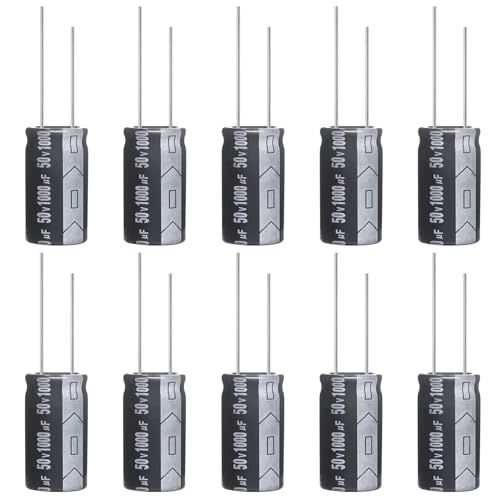 ALLECIN Kondensator 1000uF 50V Elkos Kondensatoren 1000μF 50Volt Aluminium Elektrolytkondensator 13x25MM Electrolytic Capacitors 1000 uF MFD 105°C (Packung mit 10 Stück) von ALLECIN