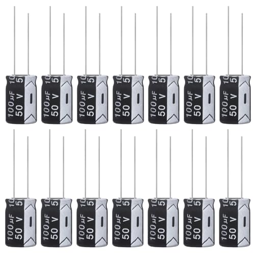 ALLECIN Kondensatoren 100uF 50V Elkos Kondensator 100μF 50Volt Aluminium Elektrolytkondensator 8x12MM Electrolytic Capacitors 100 uF MFD 105°C (Packung mit 15 Stück) von ALLECIN