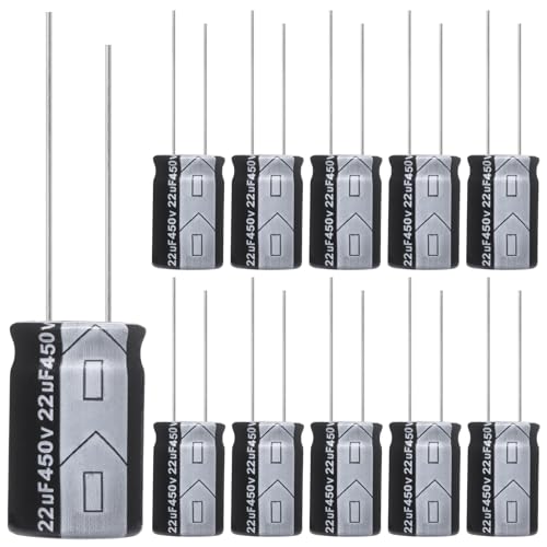ALLECIN Kondensatoren 22μF 450V Elkos Kondensator 22uF 450Volt Aluminium Elektrolytkondensator 16x25MM Electrolytic Capacitors 22 uF MFD 105°C (Packung mit 10 Stück) von ALLECIN