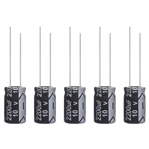 ALLECIN Kondensatoren 2200uF 10V Elkos Kondensator 2200µF 10Volt Aluminium Elektrolytkondensator 10x17MM Electrolytic Capacitors 2200 uF MFD 105°C (Packung mit 5 Stück) von ALLECIN