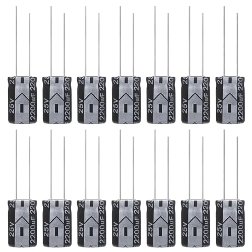 ALLECIN Kondensatoren 2200uF 25V Elkos Kondensator 2200µF 25Volt Aluminium Elektrolytkondensator 13x20MM Electrolytic Capacitors 2200 uF MFD 105°C (Packung mit 15 Stück) von ALLECIN