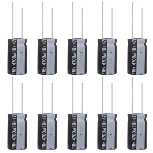 ALLECIN Kondensator 4700uF 16V Elkos Kondensatoren 4700μF 16Volt Aluminium Elektrolytkondensator 13x25MM Electrolytic Capacitors 4700 uF MFD 105°C (Packung mit 10 Stück) von ALLECIN